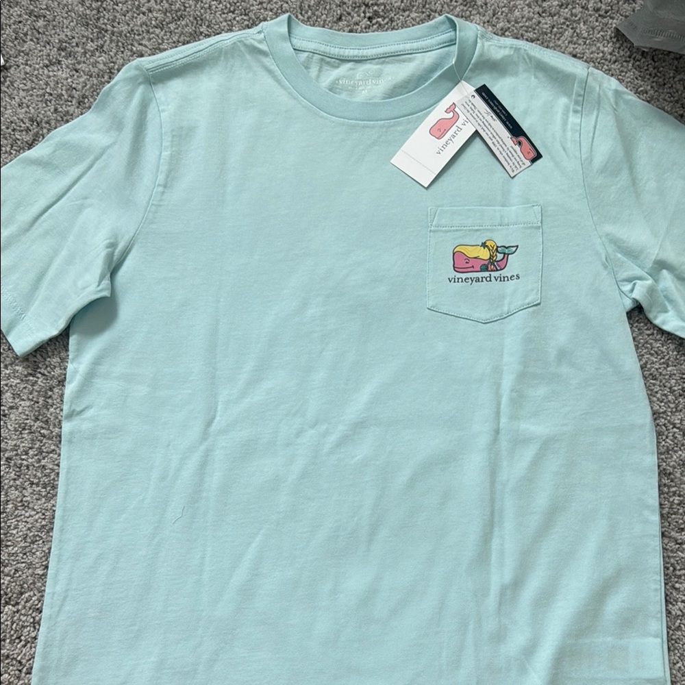 Vineyard Vines Aqua T-Shirt with Mermaid Whale Logo